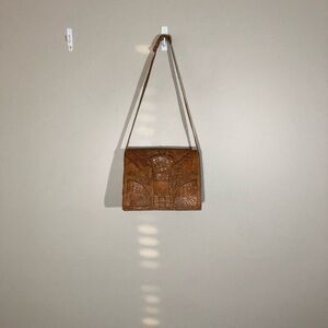 Crocodile Embossed Over the Shoulder Bag